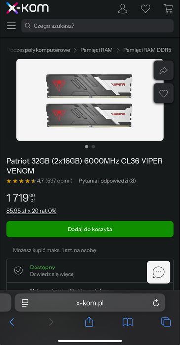 RAM DDR5 32 GB 6400 MHz