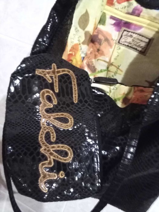 Carlos falchi - итальянская сумка с кошельком. имитация кожи рептилии