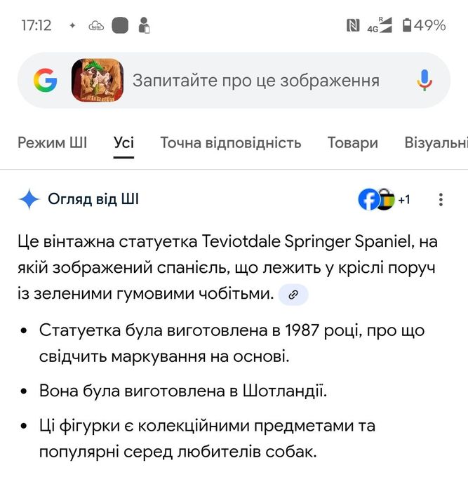 Статуетка Собака спаніель з черевиком