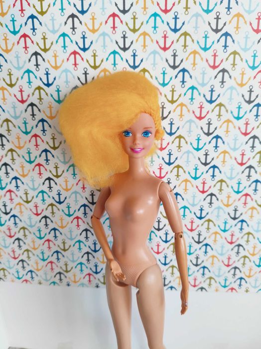 Lalka Barbie OOAK po reroocie żółte włosy