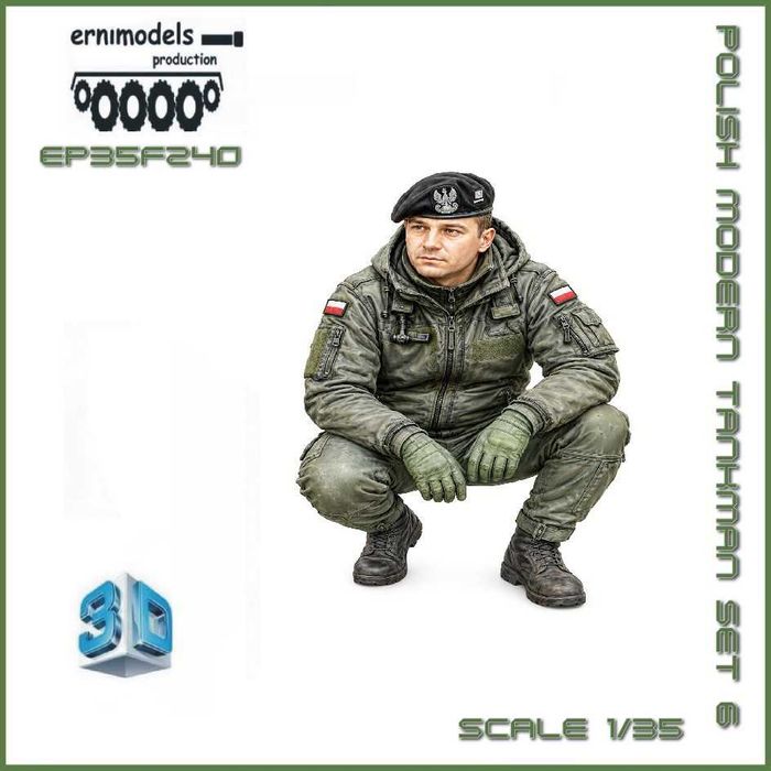 Figura z druku 3D  1/35 doskonała jakość Polski czołgista