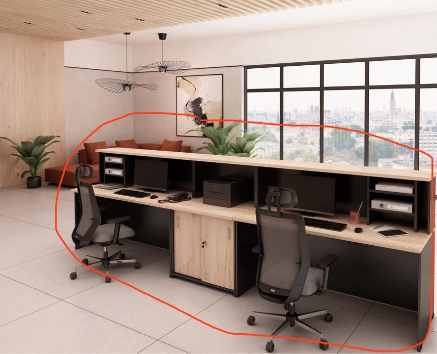 Lada recepcja dwu osobowa biurka z nadstawką komplet