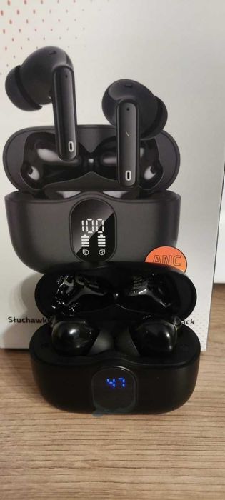 Słuchawki Bezprzewodowe Czarne Manta Rytmo Pro Anc Enc Tws Douszne