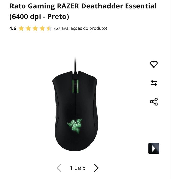 Rato Gaming RAZER Deathadder Essential (6400 dpi - Preto)