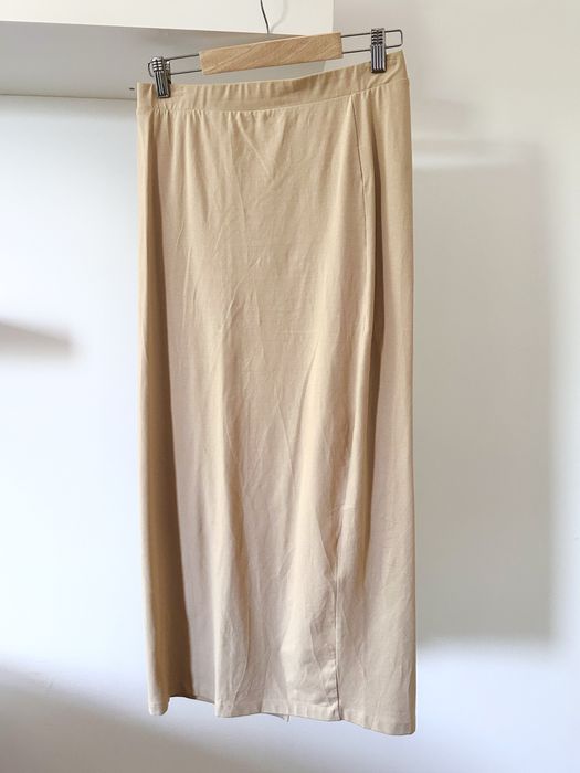 Dzianinowa spódnica midi karmelowa beżowa bawełniana