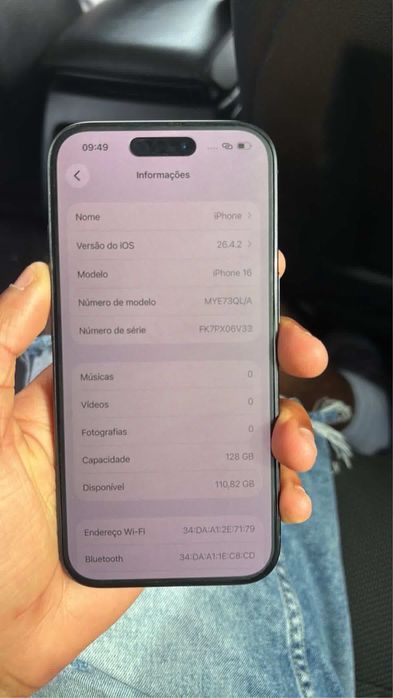 Iphine 16- 256gb- 100% bateria