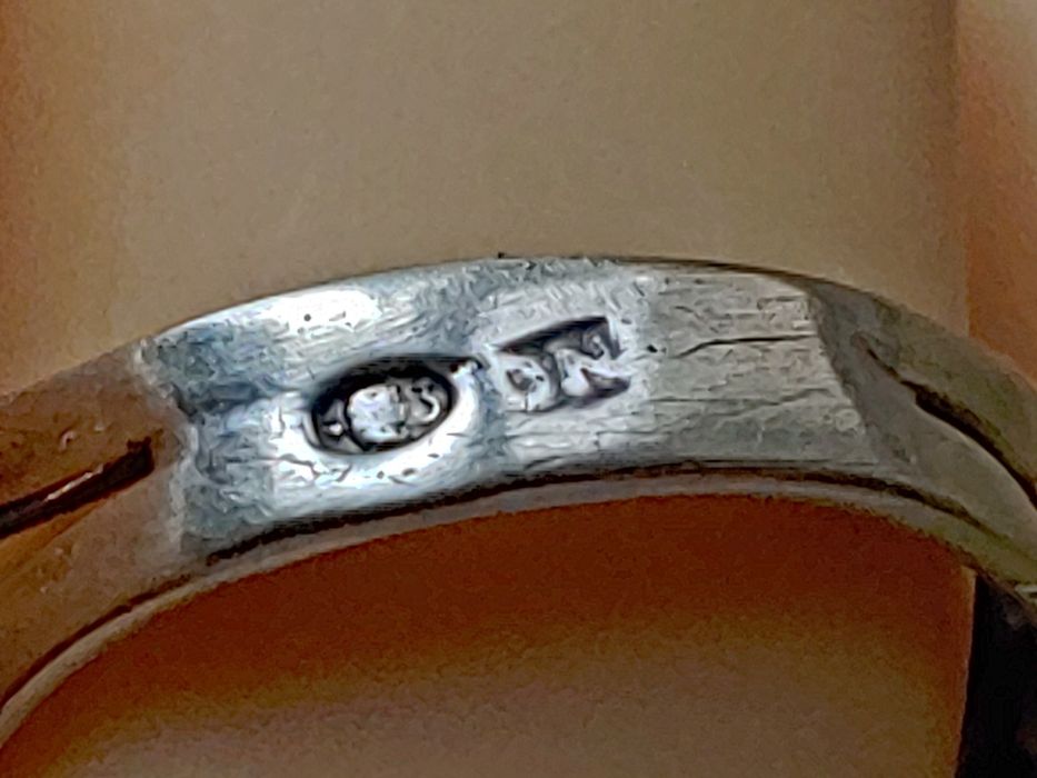 Orno stary srebrny pierścionek onyx PRL srebro rękodzieło