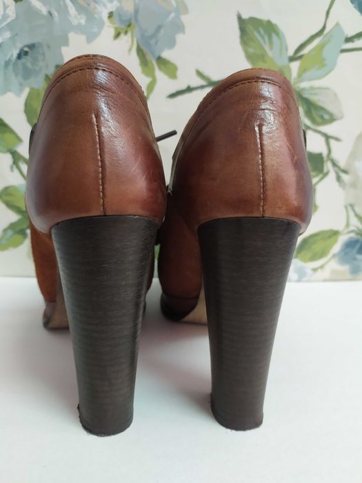 Sapatos salto alto compensados, couro/pele genuína, tam. 37