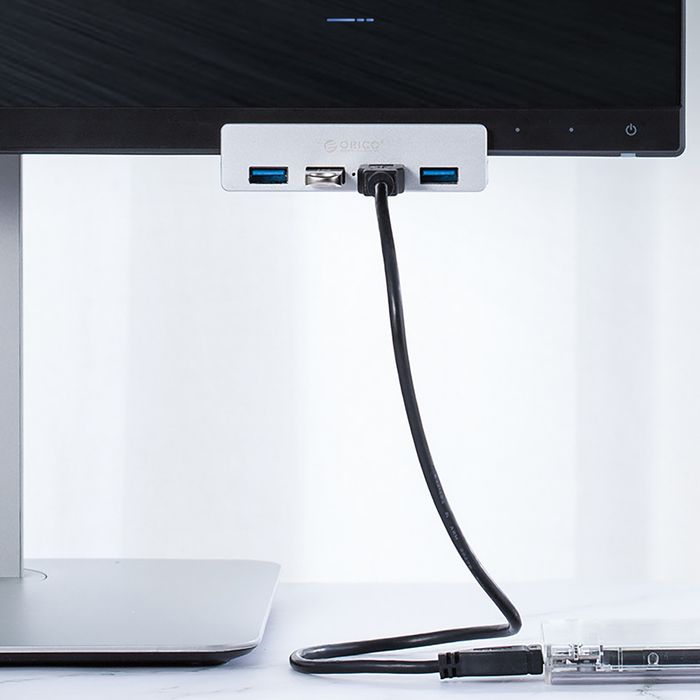 Hub Orico MH4PU montowany na zacisk 4x USB-A 3.0 - srebrny