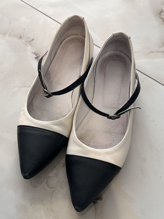 Туфлі gl_shoes_studio шкіряні бежеві з чорним, розмір 40