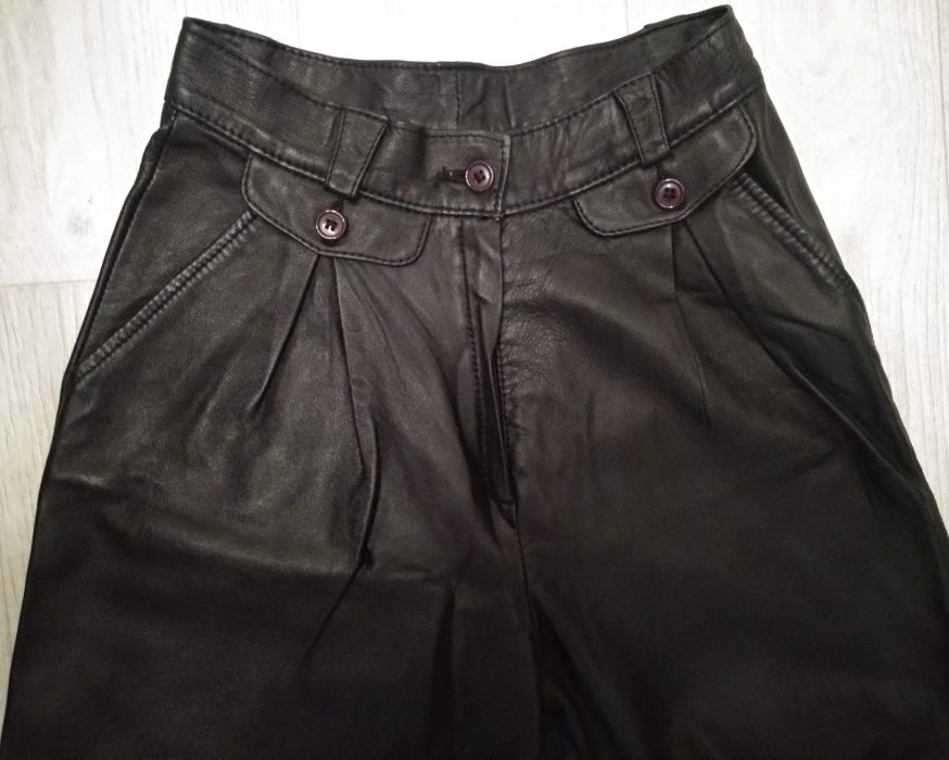 кожа gigi pary leather Italy штаны высокая посадка