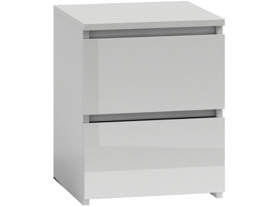Szafka Stolik Nocny 2 Szuflady BIAŁY POŁYSK M2 MALWA
