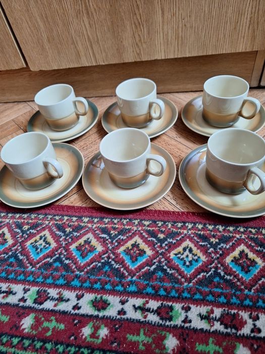 PRL Porcelit Tułowice komplet do kawy 6 filiżanek i 6 talerzyków