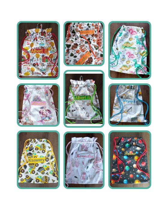 Worek do przedszkola żłobka z imieniem  na pościel