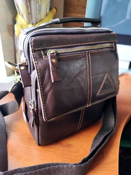 Кожаная Сумка мужская. Dark Brown.