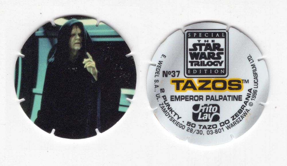 Star Wars Tazo Gwiezdne Wojny Lay's Żeton No. 37 Emperor Palpatine