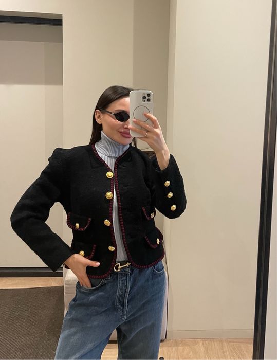 Розкішний твідовий жакет S стиль sandro