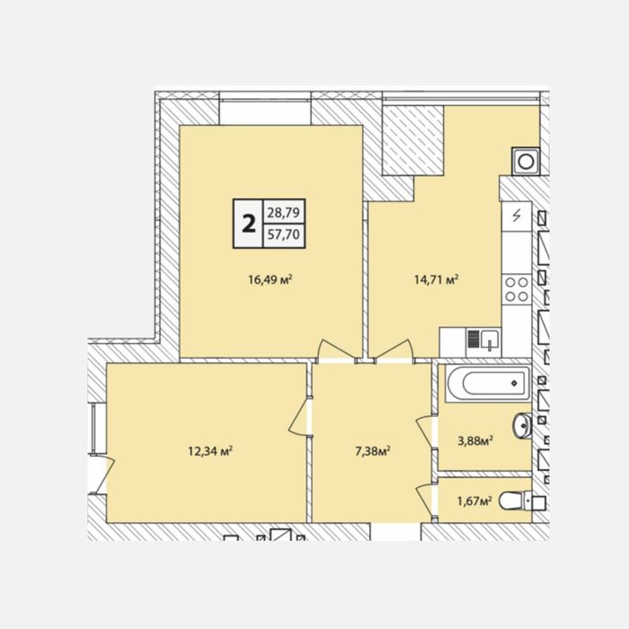 2кімнатна квартира з двома лоджіями