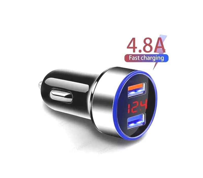 CARREGADOR RAPIDO ISQUEIRO DUPLO LCD USB 4.8 A PRETO