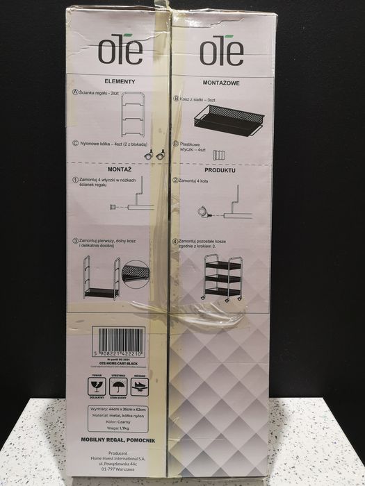 Mobilny regał wózek pomocnik Ote czarny Nowy