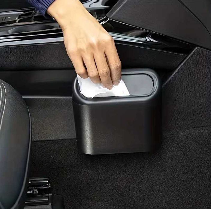 Mini Caixote do Lixo para Carro em ABS com Tampa de Pressão Organizador Interior NOVO