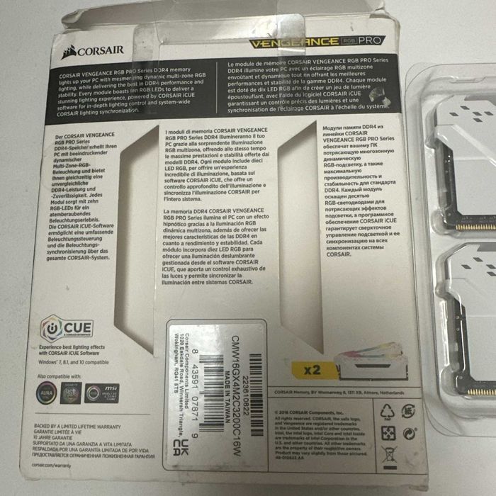 corsair vengeance rgb pro ddr4 ram 16gb(2x8gb) 3200mhz cl16