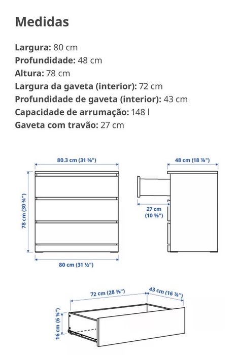 Comoda 3 gavetas- bom estado