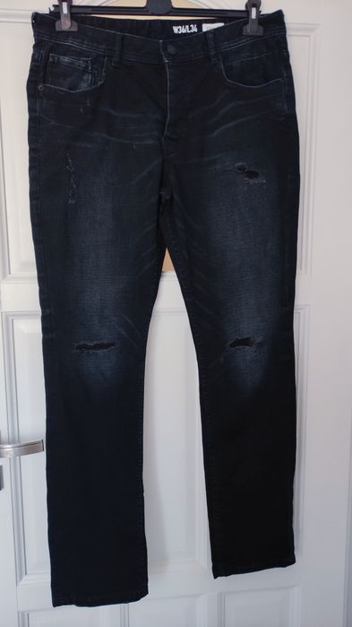 Jeansy męskie 36/34 czarno granatowe