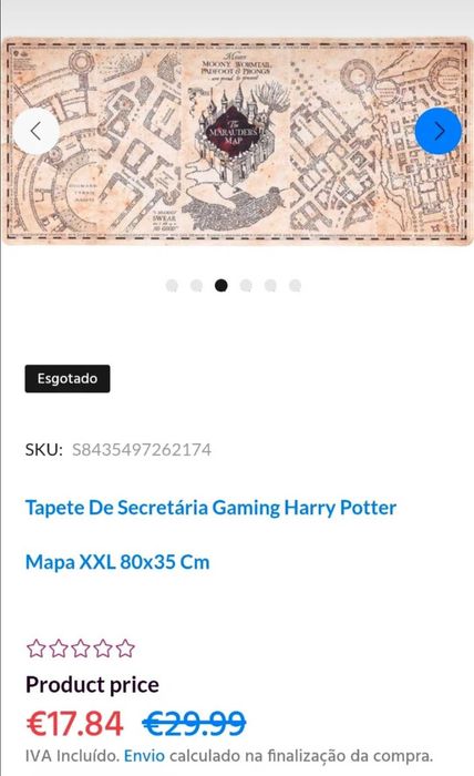 Tapete gaming Mapa Hogwarts