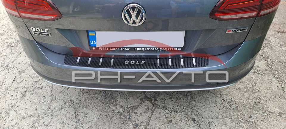 Накладка на бампер VW Golf 7 Combi Універсал Нержавійка + карбон