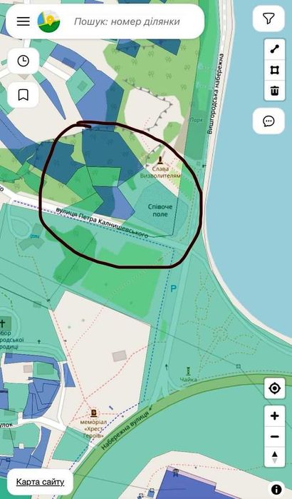 Видова ділянка на Ольжиній горі, біля Співочого поля у м.Вишгород