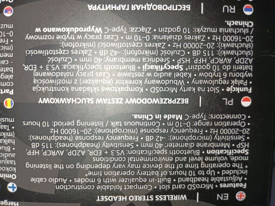 Bezprzewodowy zestaw słuchawkowy B552