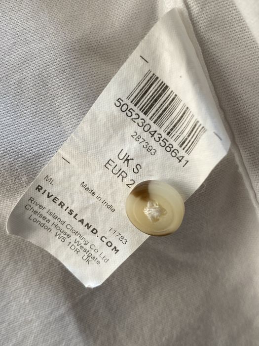 River Island S koszula biała klasyczna stójka krótki rękaw