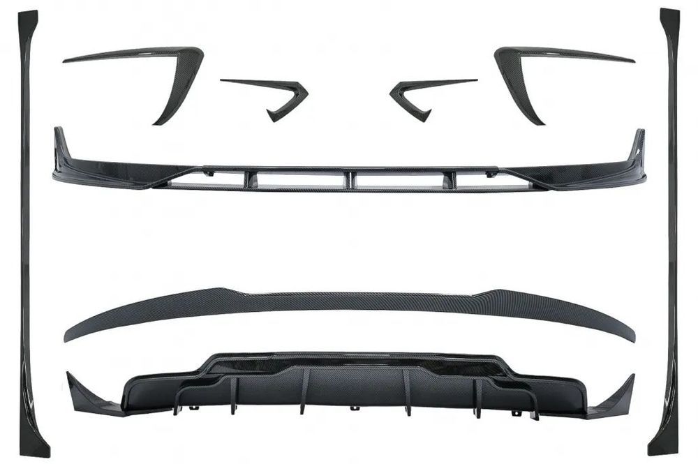 Conjunto Tesla Model 3 Spoiler, Aileron, Laminas e Difusor em Banho