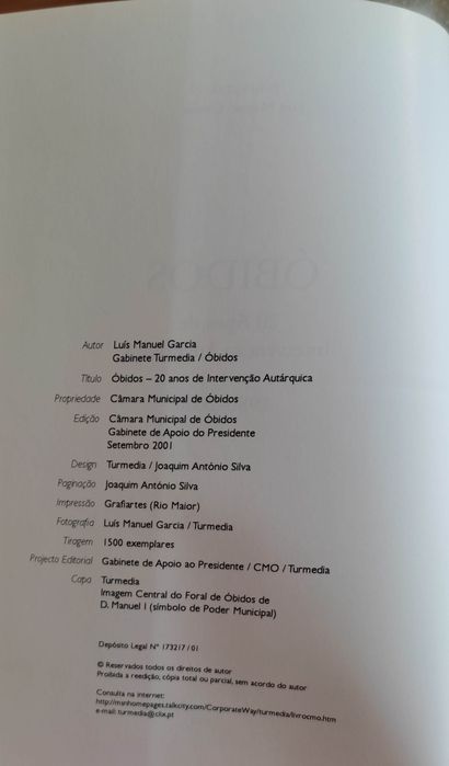 Livro: Óbidos 20 anos de intervenção autárquica 1980-00