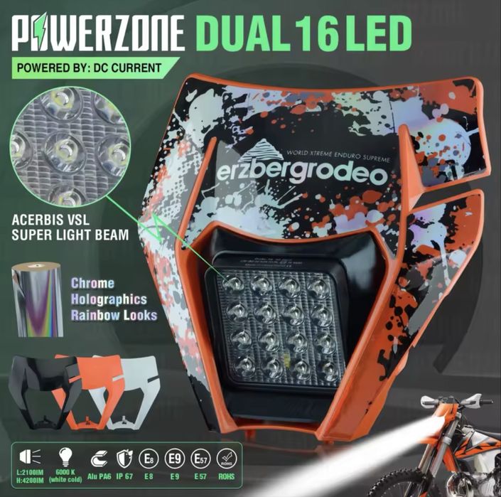 Ендуро фара PowerZone, обтекатель, світильник