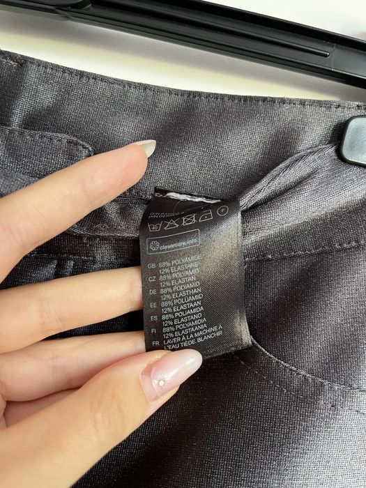 spodnie h&m obcisłe legginsy materiałowe s grafitowe szare błyszczące