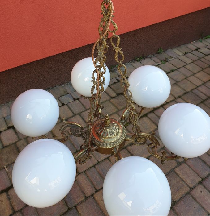 Przepiękna stara mosiężna lampa wisząca