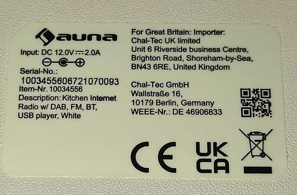 Кухонне інтернет радіо auna Silver Star Chef 20 Вт CD BT USB