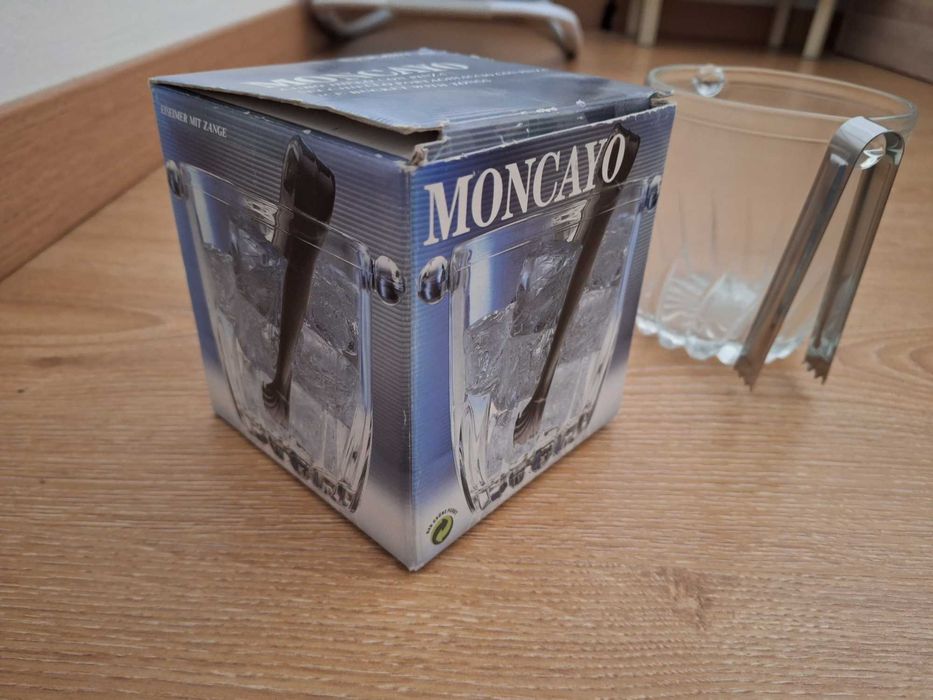 Pequeno balde de gelo com pinça vidro -italiano fino Moncayo