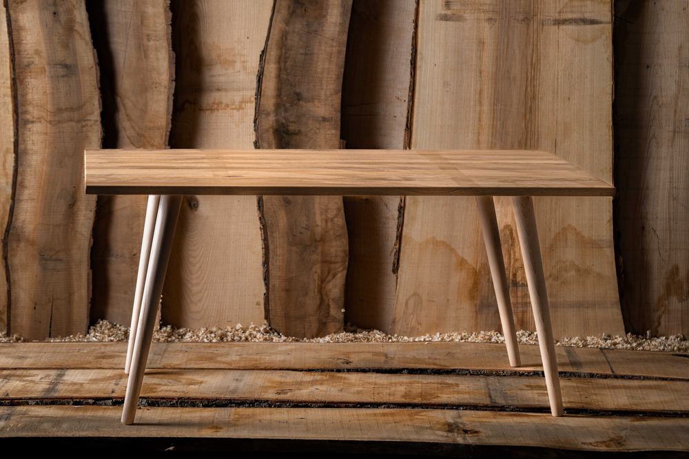 Drewniana Ława do Salonu Stolik Stół Drewniane Nogi Lite Drewno Jesion