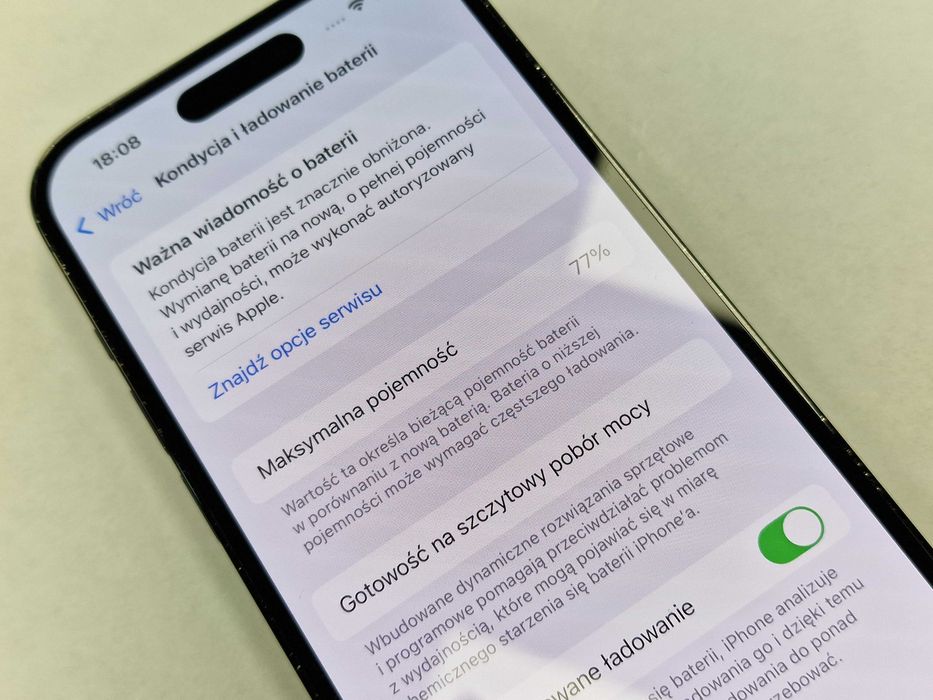 Iphone 14 PRO 128GB/ Space Black/ BAT 77%/ Grade A-/ + ładowarka