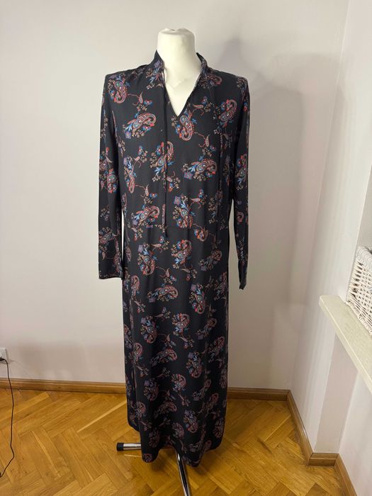 NOWA długa prosta sukienka wzór parsley czarna 44  BON PRIX