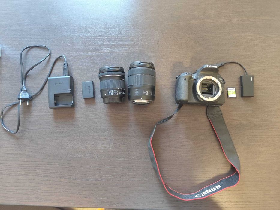 Máquina fotografica canon eos 77d + 2 objetivas (efs 18-135mm) (efs 10-18mm) + sd 64gb kingston + leitor sd