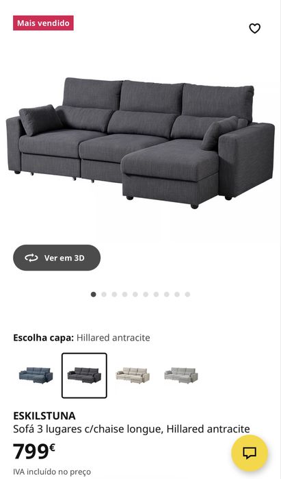 Sofá cama 3 lugares c/ arrumação