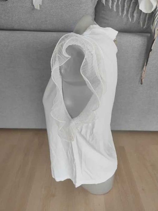 T-shirt Branca "Cool Girl" com Mangas em Tule Relish M