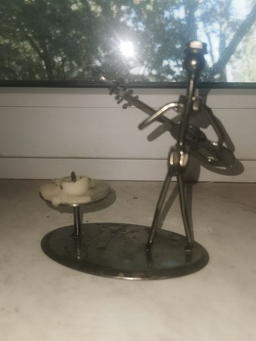 Подсвечник и подставка в стиле стимпанк Гитарист и Аккордеон. Металл.