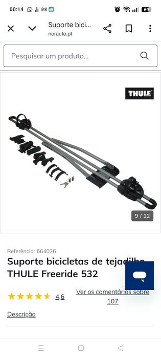 Vendo 3 suportes de bicicletas para tejadilho THULE Freeride  532