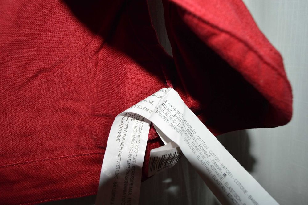 stradivarius s bolerko jeansowe czerwone ćwiekami nitami rock goth