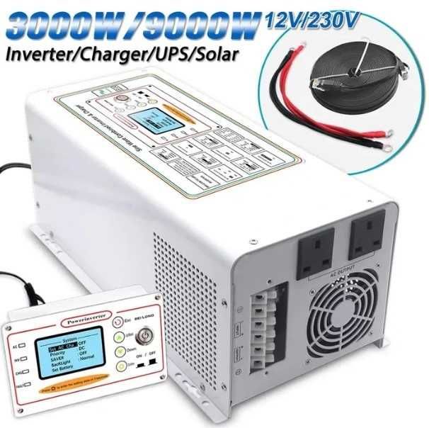 UPS ДБЖ 12V Гібридний Інвертор Сонячний 3000W/9000W УПС 3кВт синус